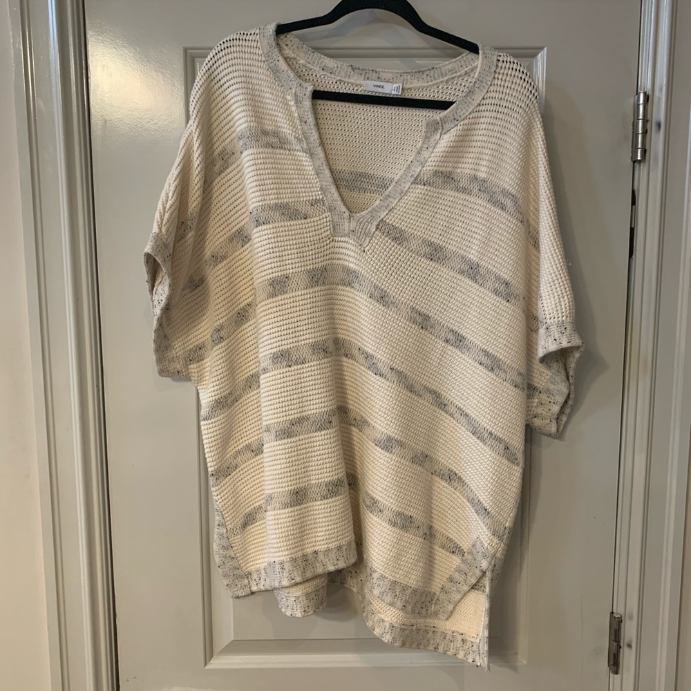 Vince Cream and Gray Striped Tunic